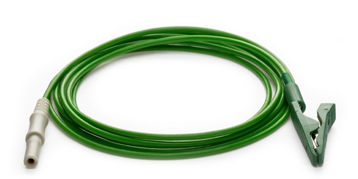 Alligator - Crocodile clip cable 150cm, Touch Proof connector, color Green