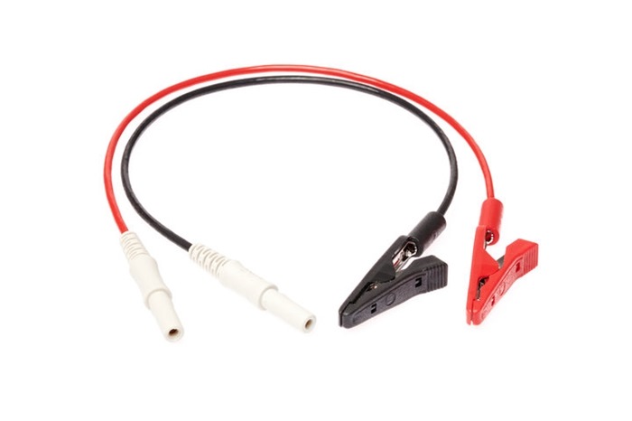 Alligator - Crocodile clip cable set 2 pcs, length 20cm, color Red & Black, Touch Proof connector
