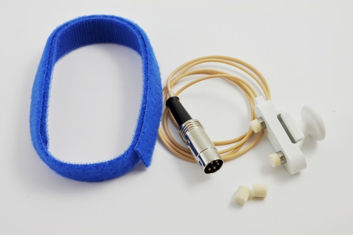 Bipolar Felt Pad Stimulating Electrode, 2x 7,3mm felt pads - 25mm apart, 100cm cable w. 5-pole DIN connector.