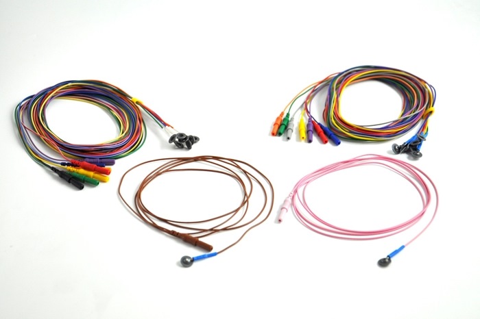 BraiNet colour coded Disposable EEG Cup electrode set. 150cm cable, Touch Proof Connector. (Set of 25) (Replace TE/C52-63BN)