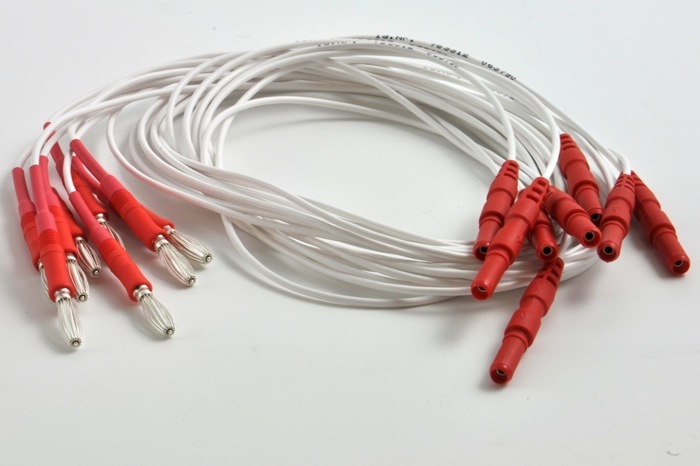 Cable for bridge electrodes / caps, 3mm spring, 80cm Touch Proof (TP) connector (Bag 10 pcs)