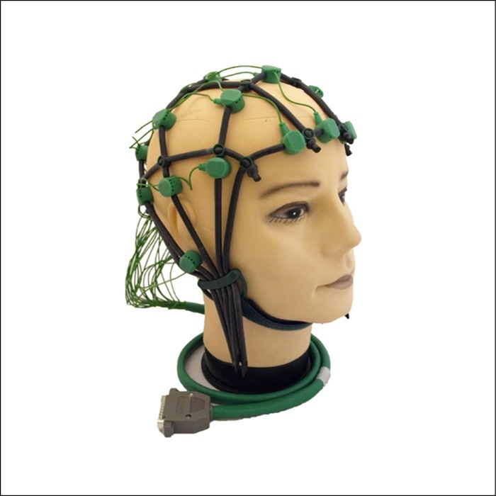 Comby EEG Cap, Size L (57-62cm) 22 sintered silver chloride (Ag/AgCl) electrodes (19 + GND + A1 & A2), Incl. measuring tape + Ear electrode.
