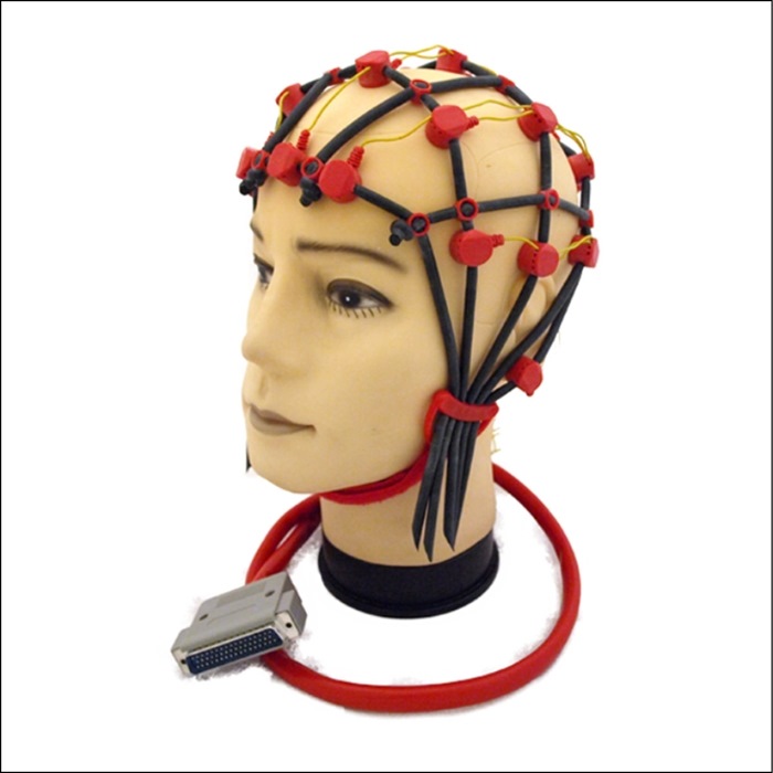 Comby EEG Cap, Size M (52-57cm) 22 sintered silver chloride (Ag/AgCl) electrodes (19 + GND + A1 & A2), Incl. measuring tape + Ear electrode.