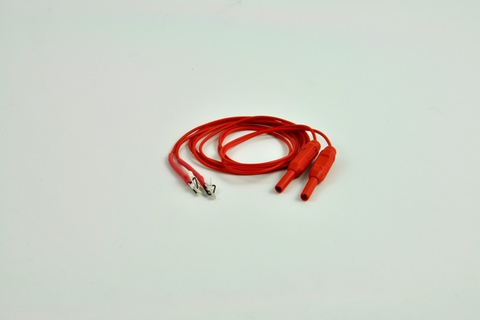 DTL Electrode connection cable 70cm, Touch Proof connector (pack of 2) "Silver Micro Alligator - Crocodile clip"