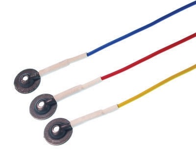 Disposable EEG Cup electrode, Ag/AgCl, 10mm x 2,6mm cup size, 100cm PVC cable, Sets of 25, 5 x 5 colors (Bag of 25)