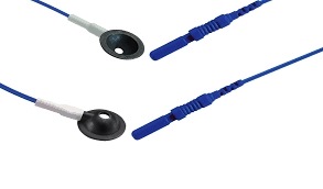 Disposable EEG Cup electrode, Ag/AgCl, 10mm x 3mm cup size, 100cm PVC cable, Sets of 25, 2 x 5 colors (Bag of 10pcs)