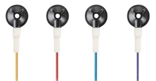 Disposable EEG Cup electrodes, Ag/AgCl, 75cm multicolor cables with Touch Proof connectors (Bag of 25).