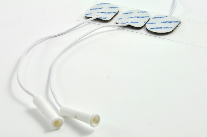 Disposable Pre-gelled Ag/AgCl Surface Electrode, Single, Wire 10cm, Size 15x20mm 0,7mm Male, color: White12 set (144 single). FRSH.
