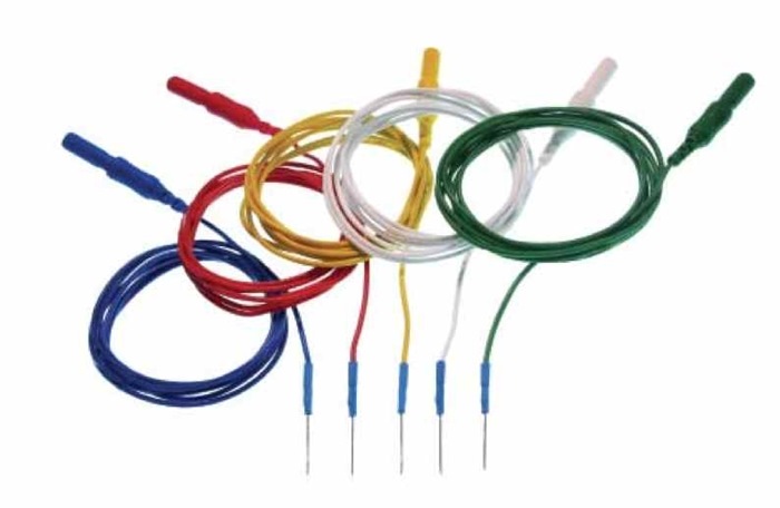 Disposable Subdermal EEG Needle, 13x0,40mm, 100cm cable, 4x 6 colours (box of 24).