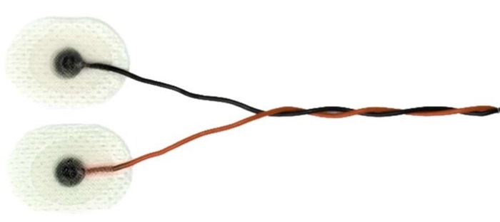 Disposable surface electrode Ag/AgCl, 22x30mm, twisted 200cm cable, TouchProof connector (Box of 80 electrodes)