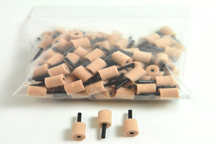 Eartips 10 mm, Disposable Polyurethane Foam. Beige with black pipe. Bag of 100.