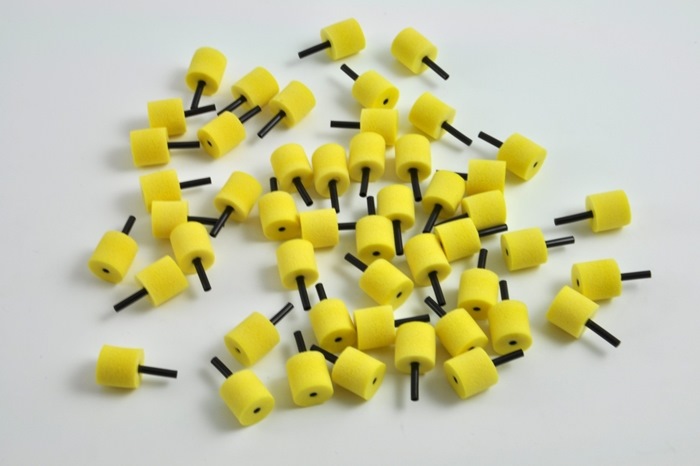 Eartips 13mm, Disposable, Polyurethane Foam, Yellow with black pipe (1700-9604). Bag of 50.