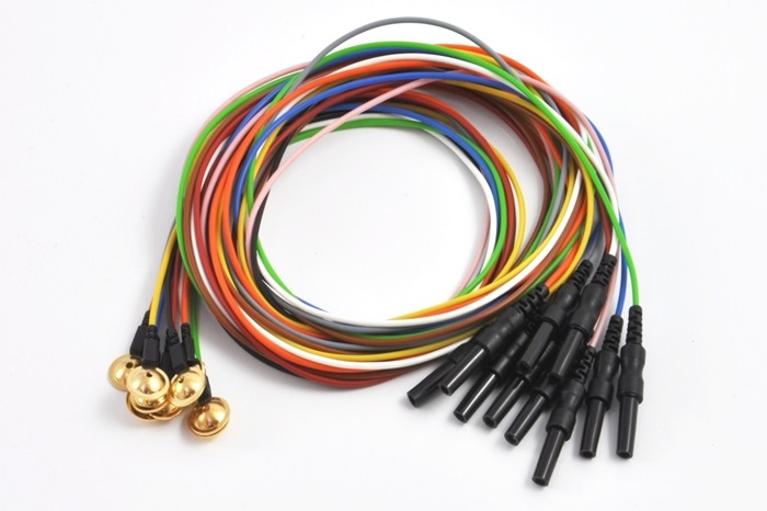 Gold Cup Electrode, Stamped, Specified 10mm Cup, 250cm cable with Touch Proof connector. (Bag of 10)