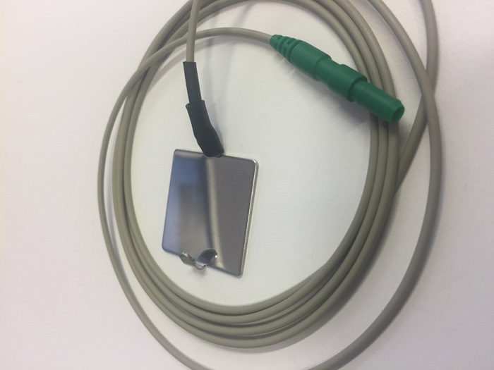 Ground Plate Electrodes, 30 x 30 mm polished stainless steel plate. 150 cm lead wire. 