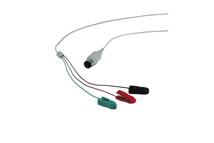 HUSH™ Shielded cable 200cm with 3 colour coded Alligator - Crocodile clips, 5-pole DIN Connector
