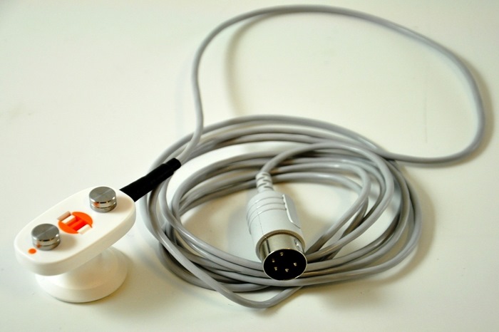 Hand-Held Stimulator electrodes with two 6 mm Stainless Steel Metal Tips - 23 mm apart.