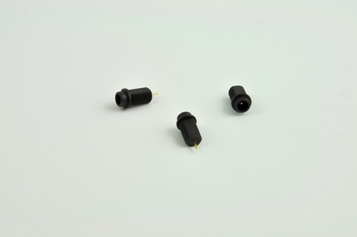 Panel Mount Touch-Proof connector with nut - Black (Gold pin for soldering)
