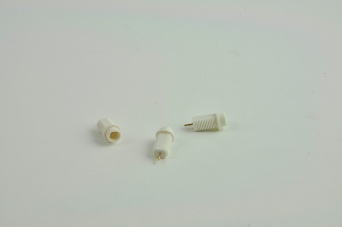 Panel Mount Touch-Proof connector with nut - White (Gold pin for soldering)