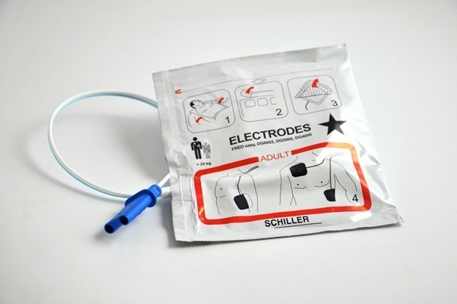 Replacement Electrode for Schiller Fred Easy AED Defibrillator - Pre-connected to AED - (set with 1 electrode)