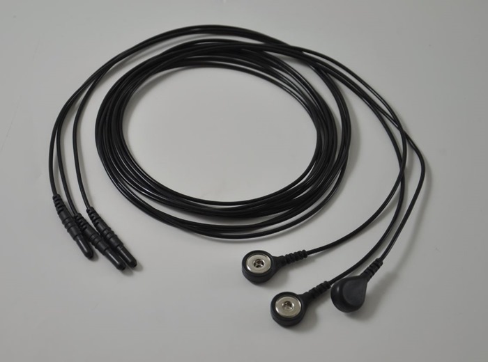Reusable ECG / EKG Snap Leads, 150cm black leads. (Bag of 3 pcs)