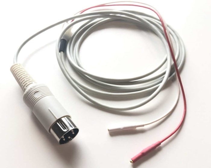 Shielded cable with 0,7mm to 5 pole DIN-plug connector, 120cm cable (Use with 0,7mm needle electrodes or Connection cable for DTL Electrode model "S" & "RC")