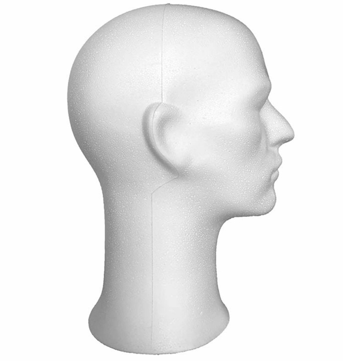 Styrophor demo head - male version (use for electrode placement training)