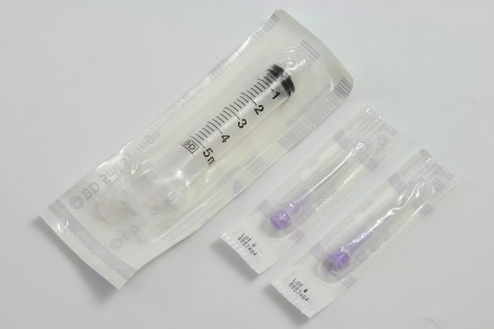Syringe 5 ml, + 2 pcs Blunted Needle. Kit for EEG Caps, E7 