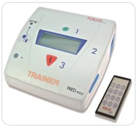 Trainer for Schiller Fred Easy AED Defibrillator - Allows training in Semi-automatic or in Fully-Automatic mode (Hjertestarter).