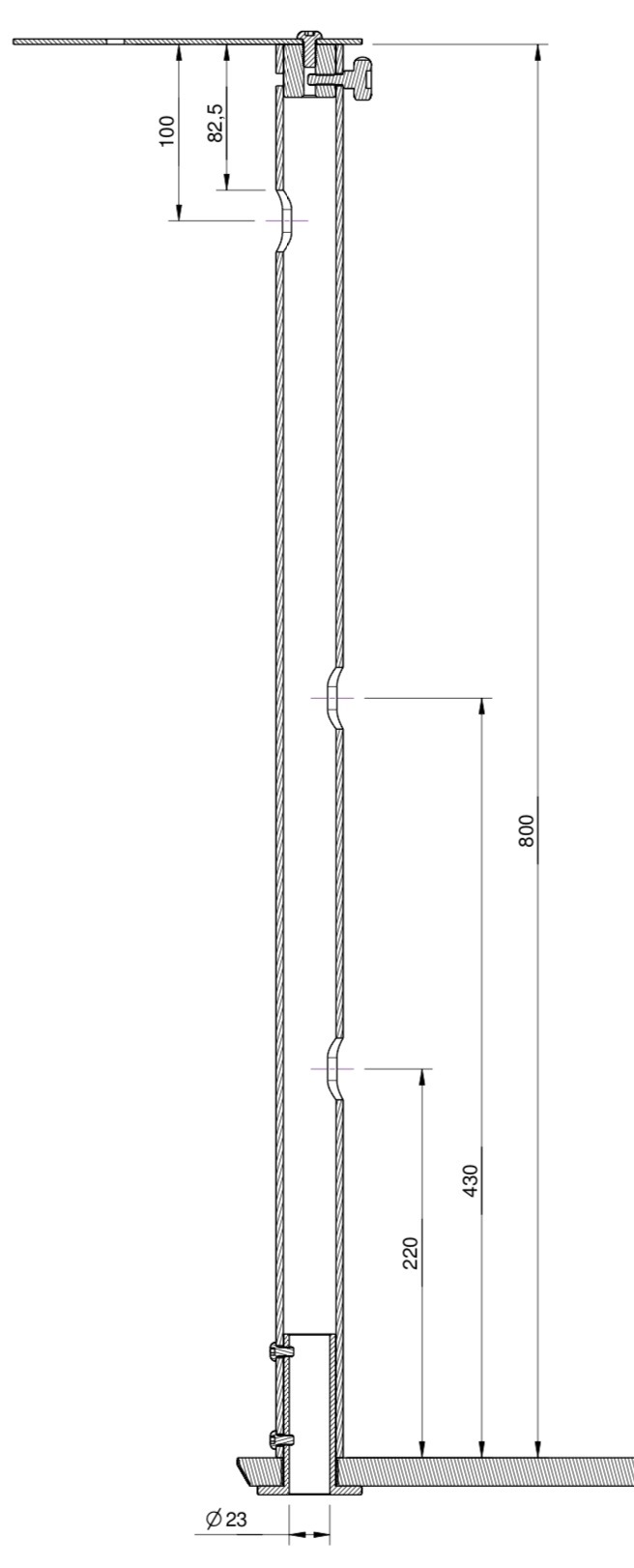 Tuxedo - Panel-PC / Monitor & Video camera mount (pole 800mm), for Trolley *