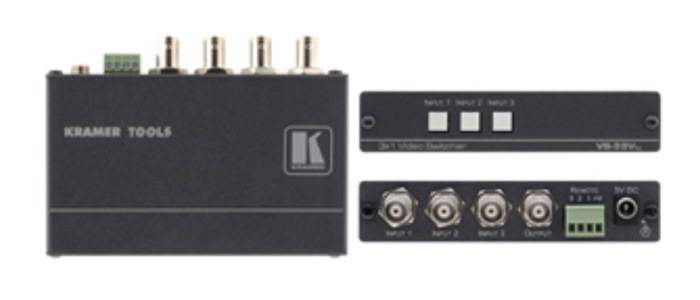 Videoswitch - High performance switch for composite video signals - 3 BNC input, 1 output.